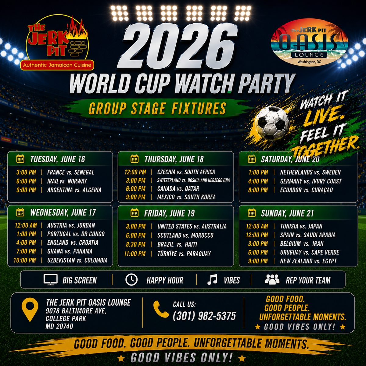 Catch the FIFA World Cup at The Jerk Pit!